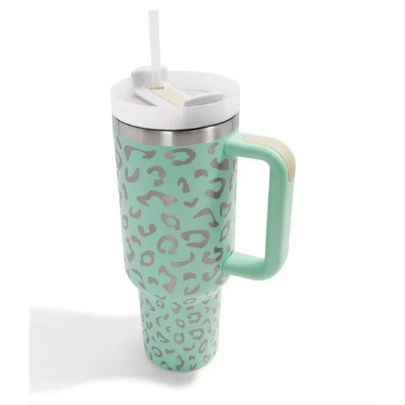 40 Oz Tumbler W/Handle, Straw, Insulated, Stainless Steel Spill Proof•New - Picture 1 of 6